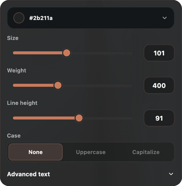 Revisal edit tools for changing selected UI